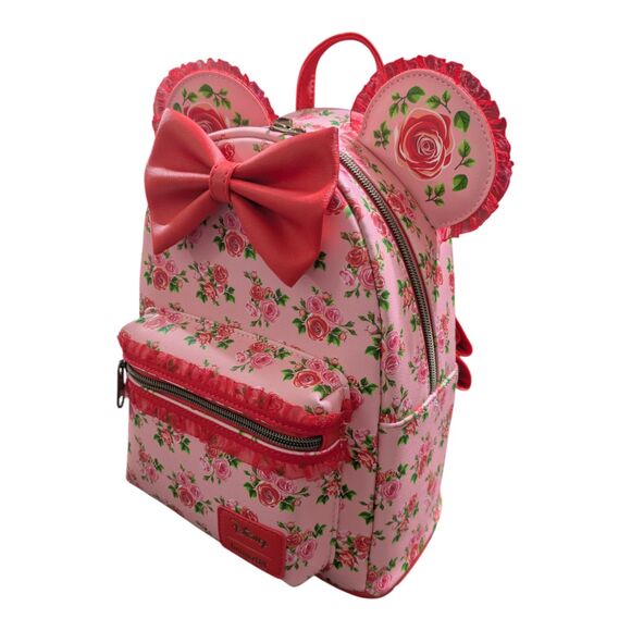 Disney Loungefly Minnie Mouse Floral Mini Backpack Pink Roses Bow main image 5
